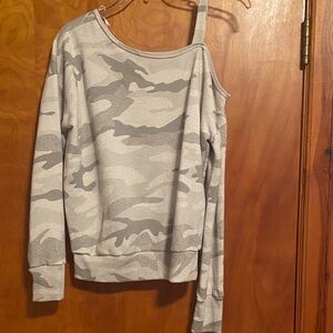 Gray Camo Women's Off-Shoulder Sweatshirt